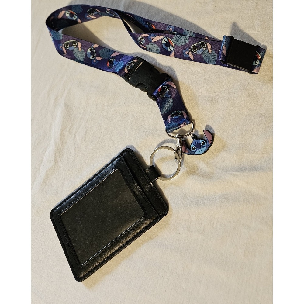 Disney‎ Lilo & Stitch Breakaway Lanyard ID Badge Holder Keychain Card Wallet